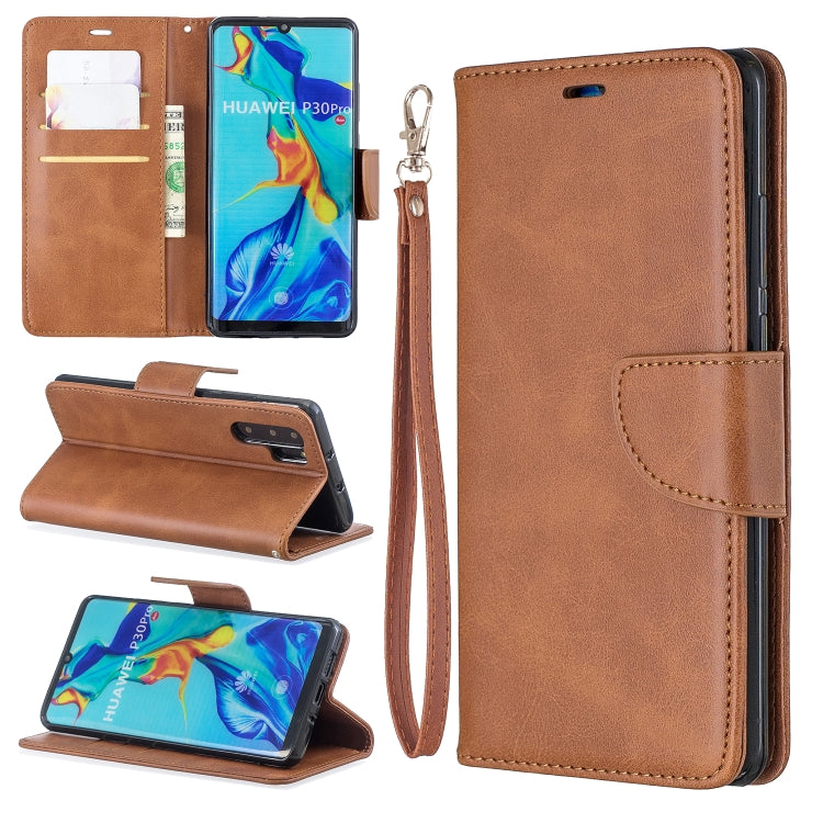 Retro Lambskin Texture Pure Color Horizontal Flip PU Leather Case for Huawei P30 Pro, with Holder & Card Slots & Wallet & Lanyard