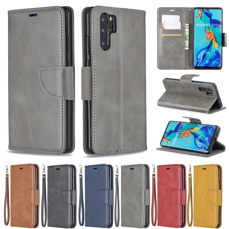 Retro Lambskin Texture Pure Color Horizontal Flip PU Leather Case for Huawei P30 Pro, with Holder & Card Slots & Wallet & Lanyard