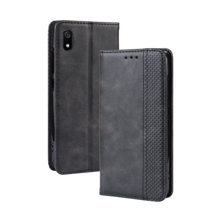 Magnetic Buckle Retro Crazy Horse Texture Horizontal Flip Leather Case for Xiaomi Redmi 7A, with Holder & Card Slots & Photo Frame