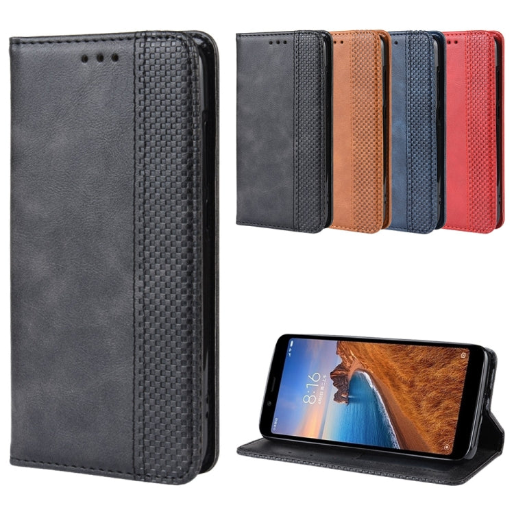 Magnetic Buckle Retro Crazy Horse Texture Horizontal Flip Leather Case for Xiaomi Redmi 7A, with Holder & Card Slots & Photo Frame