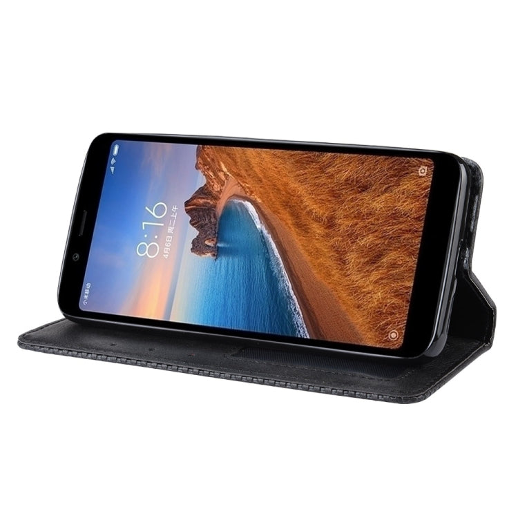 Magnetic Buckle Retro Crazy Horse Texture Horizontal Flip Leather Case for Xiaomi Redmi 7A, with Holder & Card Slots & Photo Frame