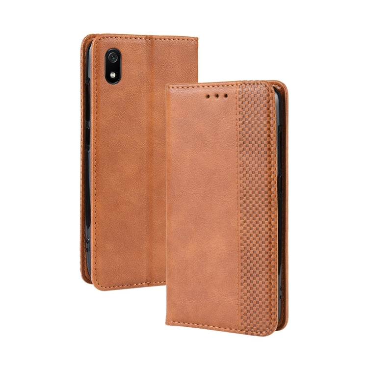 Magnetic Buckle Retro Crazy Horse Texture Horizontal Flip Leather Case for Xiaomi Redmi 7A, with Holder & Card Slots & Photo Frame