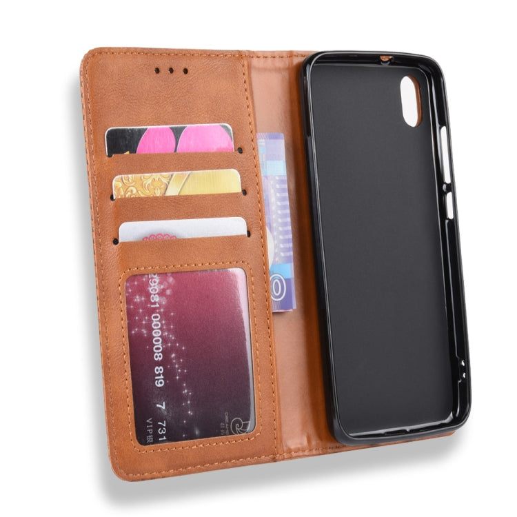 Magnetic Buckle Retro Crazy Horse Texture Horizontal Flip Leather Case for Xiaomi Redmi 7A, with Holder & Card Slots & Photo Frame