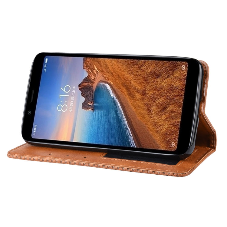 Magnetic Buckle Retro Crazy Horse Texture Horizontal Flip Leather Case for Xiaomi Redmi 7A, with Holder & Card Slots & Photo Frame