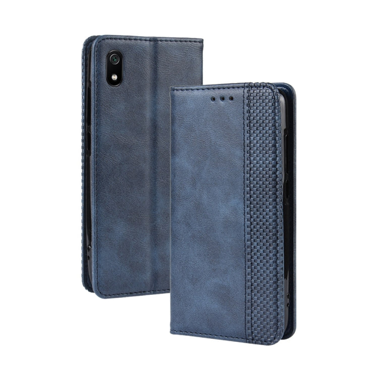 Magnetic Buckle Retro Crazy Horse Texture Horizontal Flip Leather Case for Xiaomi Redmi 7A, with Holder & Card Slots & Photo Frame