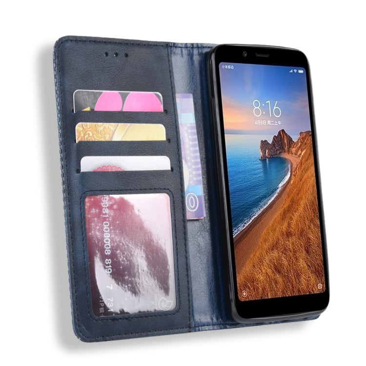 Magnetic Buckle Retro Crazy Horse Texture Horizontal Flip Leather Case for Xiaomi Redmi 7A, with Holder & Card Slots & Photo Frame