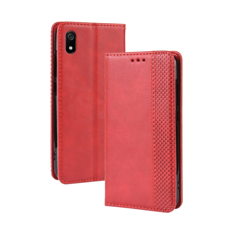 Magnetic Buckle Retro Crazy Horse Texture Horizontal Flip Leather Case for Xiaomi Redmi 7A, with Holder & Card Slots & Photo Frame