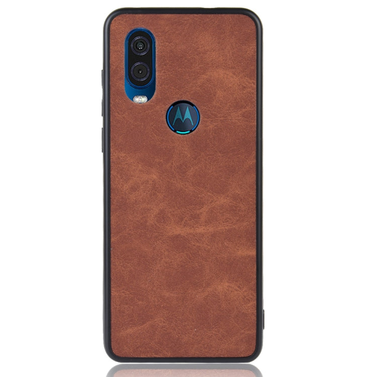 Shockproof Sheep Skin PC + PU + TPU Case for Motorola One Vision(Brown)