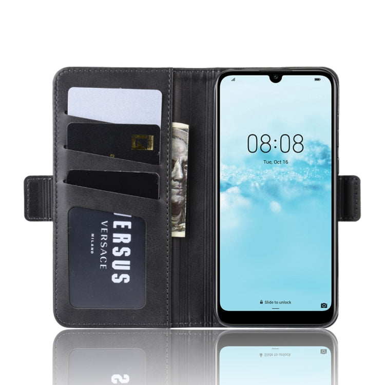 Dual-side Magnetic Buckle Horizontal Flip Leather Case for Huawei Y5 2019, with Holder & Card Slots & Wallet & Photo Frame