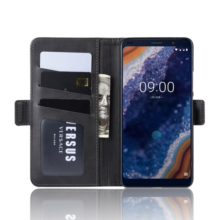 Double Buckle Wallet Stand Leather Cell Phone Case for Nokia 9 PureView,with Wallet & Holder & Card Slots