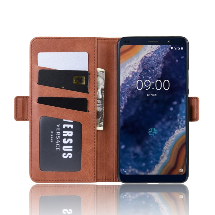 Double Buckle Wallet Stand Leather Cell Phone Case for Nokia 9 PureView,with Wallet & Holder & Card Slots