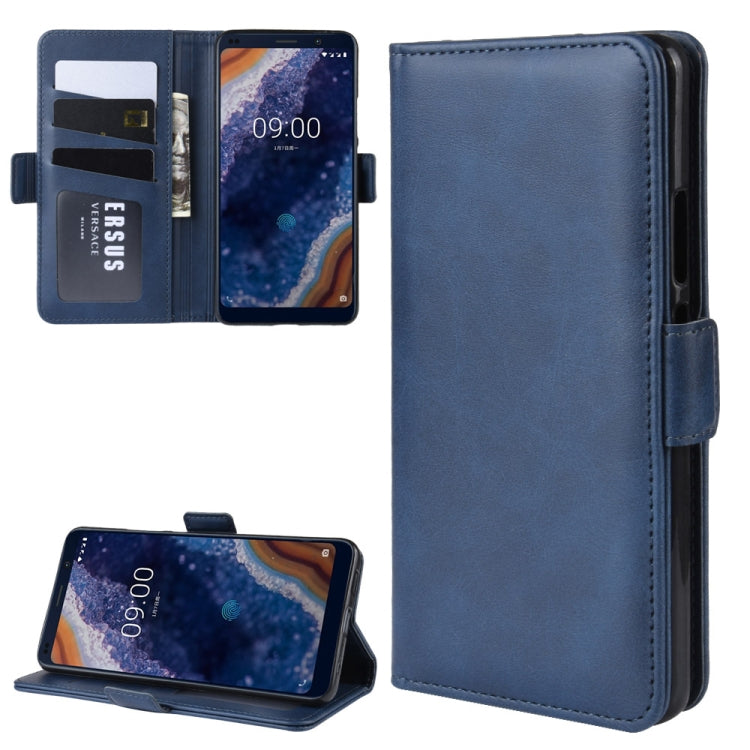 Double Buckle Wallet Stand Leather Cell Phone Case for Nokia 9 PureView,with Wallet & Holder & Card Slots