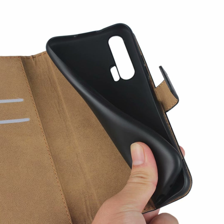 Leather Horizontal Flip Holster for Huawei Honor 20 Pro with Magnetic Clasp and Bracket and Card Slot and Wallet(Black)