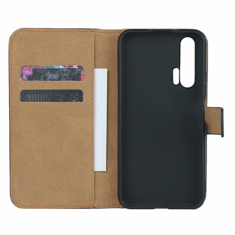 Leather Horizontal Flip Holster for Huawei Honor 20 Pro with Magnetic Clasp and Bracket and Card Slot and Wallet(Black)