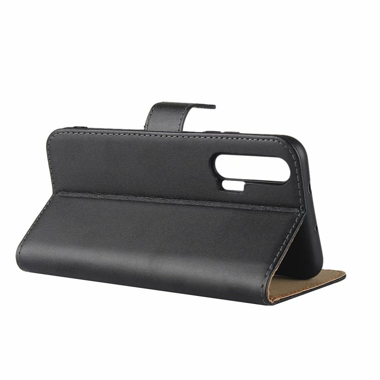 Leather Horizontal Flip Holster for Huawei Honor 20 Pro with Magnetic Clasp and Bracket and Card Slot and Wallet(Black)