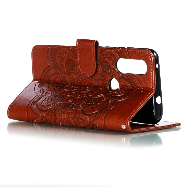 Mandala Embossing Pattern Horizontal Flip Leather Case for Motorola Moto P40 Power , with Holder & Card Slots & Wallet & Photo Frame & Lanyard