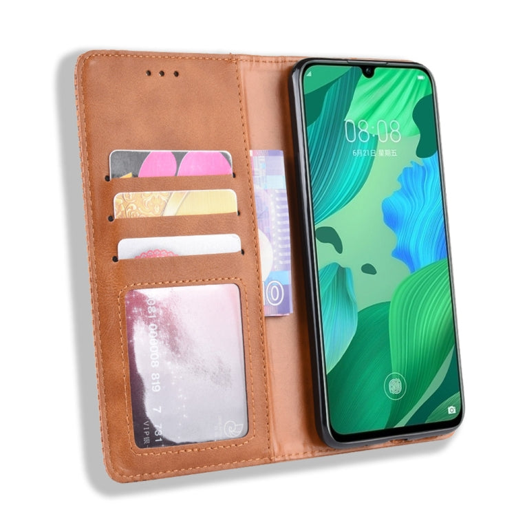 Magnetic Buckle Retro Crazy Horse Texture Horizontal Flip Leather Case for Huawei