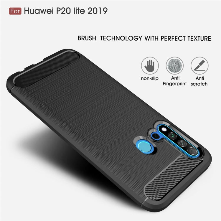 Brushed Texture Carbon Fiber TPU Case for Huawei Nova5i / P20 Lite 2019(Red)