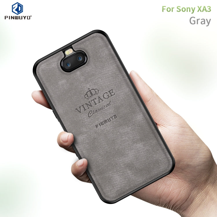 PINWUYO Shockproof Waterproof Full Coverage TPU + PU Cloth+Anti-shock Cotton Protective Case for Sony Xperia 10 / Xperia XA3