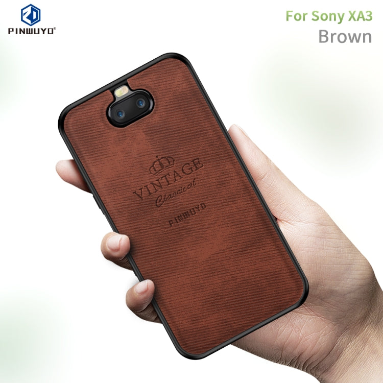 PINWUYO Shockproof Waterproof Full Coverage TPU + PU Cloth+Anti-shock Cotton Protective Case for Sony Xperia 10 / Xperia XA3
