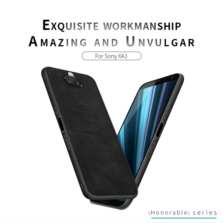 PINWUYO Shockproof Waterproof Full Coverage TPU + PU Cloth+Anti-shock Cotton Protective Case for Sony Xperia 10 / Xperia XA3