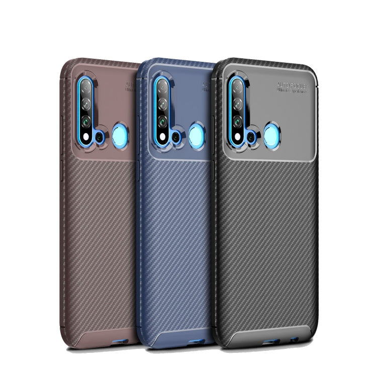 Carbon Fiber Texture Shockproof TPU Case for Huawei Nova 5i / P20 lite 2019(Brown)