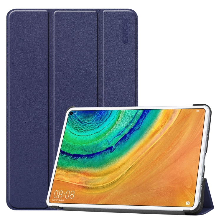 For HUAWEI MatePad Pro 10.8 ENKAY High Quality PU Leather + Plastic Bottom Case with Three-folding Holder