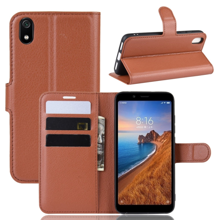 Litchi Texture Horizontal Flip Leather Case for Xiaomi Redmi 7A, with Wallet & Holder & Card Slots