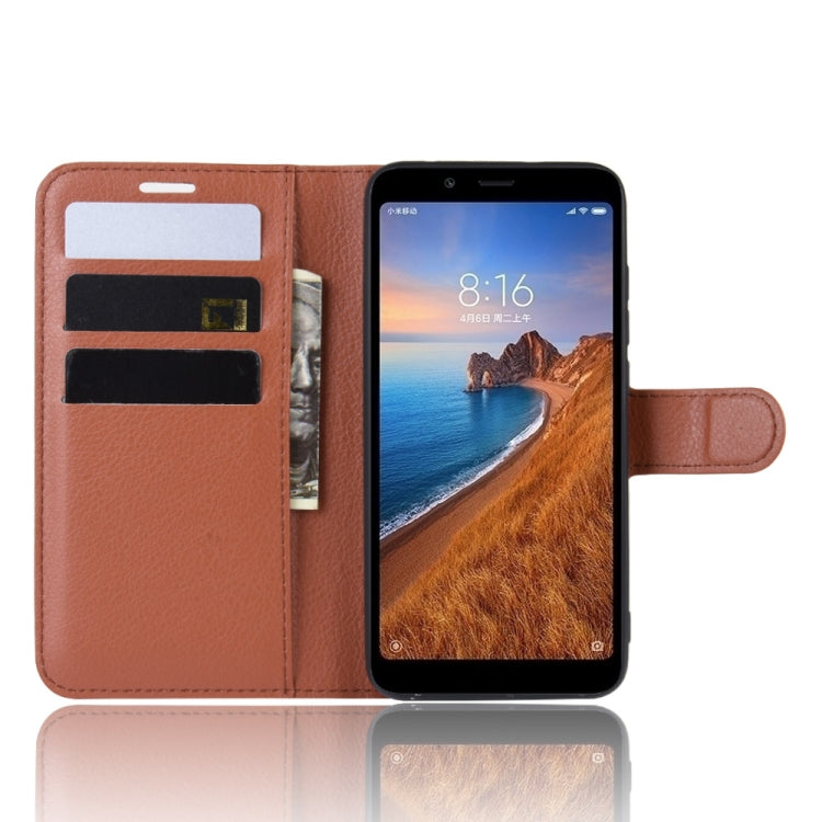 Litchi Texture Horizontal Flip Leather Case for Xiaomi Redmi 7A, with Wallet & Holder & Card Slots