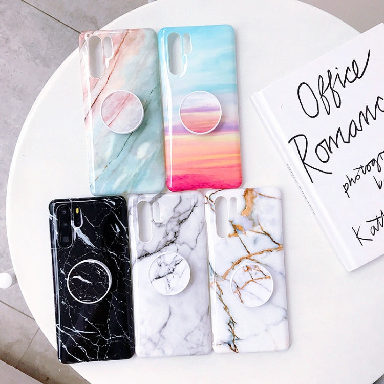 Glossy Marble Folding Bracket Anti-drop TPU Case for Huawei P30 Pro
