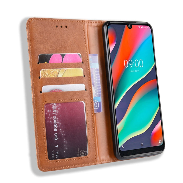 Magnetic Buckle Retro Crazy Horse Texture Horizontal Flip Leather Case for Wiko View3, with Holder & Card Slots & Photo Frame