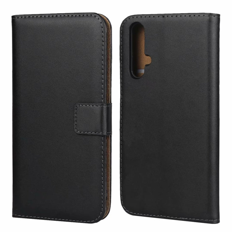 Leather Horizontal Flip Holster for Huawei Honor 20 with Magnetic Clasp and Bracket and Card Slot and Wallet(Black)