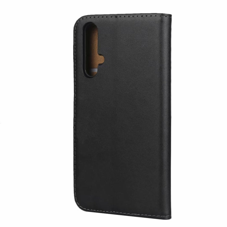 Leather Horizontal Flip Holster for Huawei Honor 20 with Magnetic Clasp and Bracket and Card Slot and Wallet(Black)