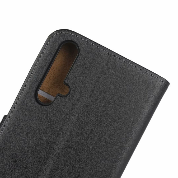 Leather Horizontal Flip Holster for Huawei Honor 20 with Magnetic Clasp and Bracket and Card Slot and Wallet(Black)
