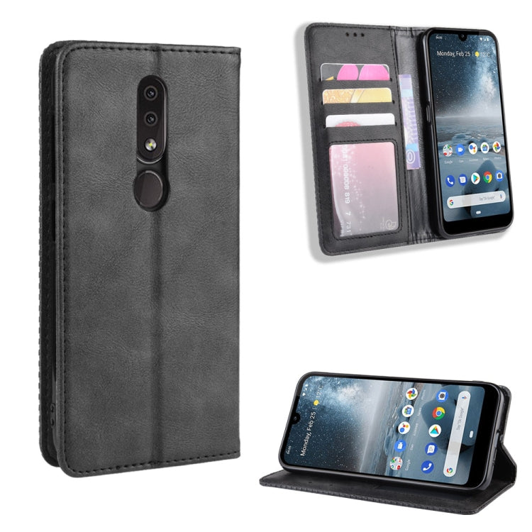 Magnetic Buckle Retro Crazy Horse Texture Horizontal Flip Leather Case for Nokia 4.2, with Holder & Card Slots & Photo Frame