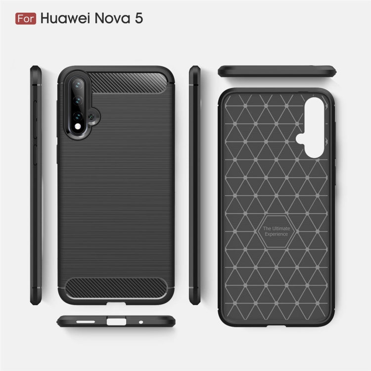 Brushed Texture Carbon Fiber TPU Case for Huawei Nova 5(Black)