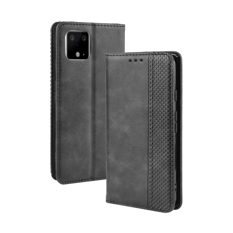 Magnetic Buckle Retro Crazy Horse Texture Horizontal Flip Leather Case for Google Pixel 4 , with Holder & Card Slots & Photo Frame