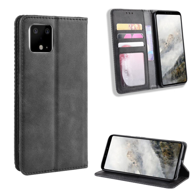 Magnetic Buckle Retro Crazy Horse Texture Horizontal Flip Leather Case for Google Pixel 4 , with Holder & Card Slots & Photo Frame