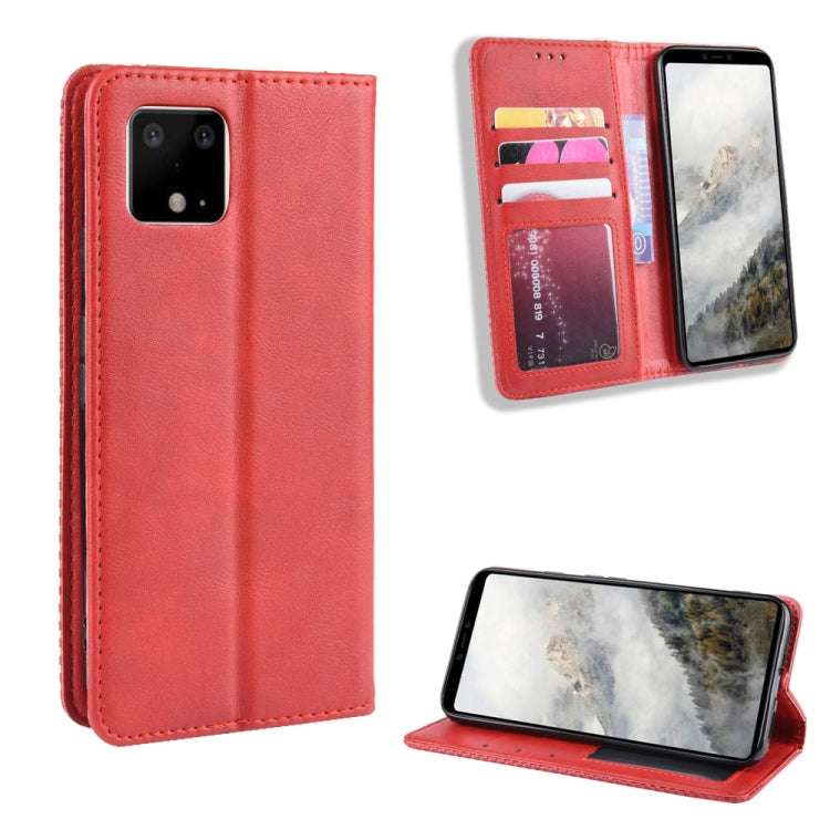 Magnetic Buckle Retro Crazy Horse Texture Horizontal Flip Leather Case for Google Pixel 4 , with Holder & Card Slots & Photo Frame