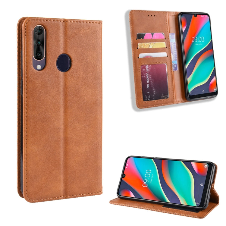 Magnetic Buckle Retro Crazy Horse Texture Horizontal Flip Leather Case for Wiko View 3 Pro, with Holder & Card Slots & Photo Frame