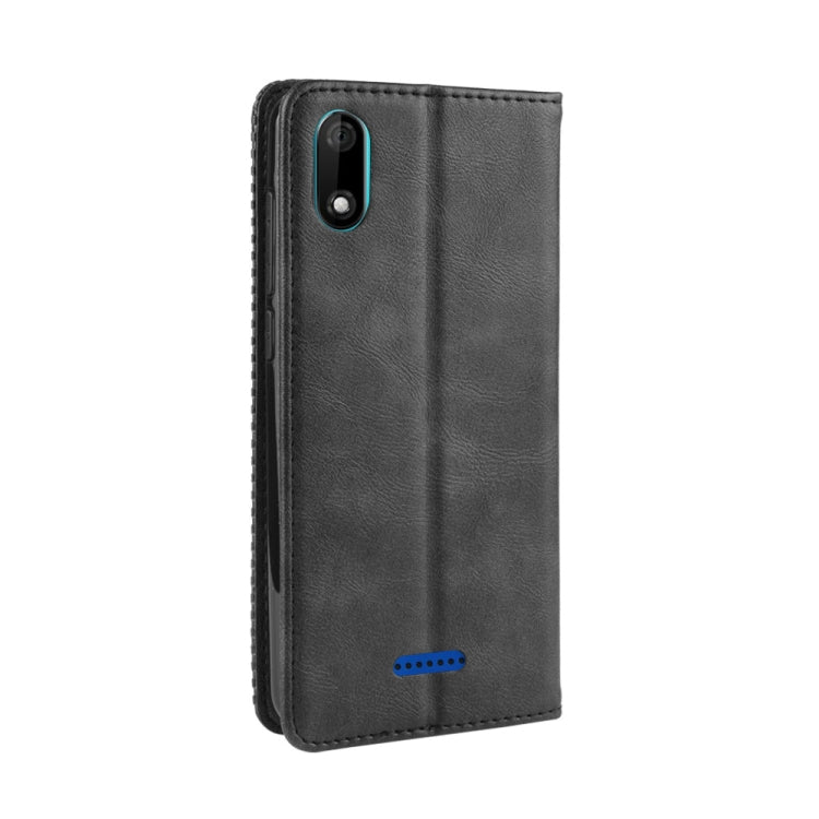 Magnetic Buckle Retro Crazy Horse Texture Horizontal Flip Leather Case for Wiko Y60, with Holder & Card Slots & Photo Frame