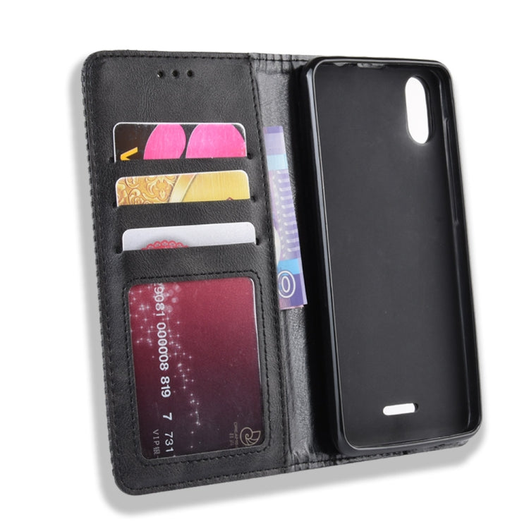 Magnetic Buckle Retro Crazy Horse Texture Horizontal Flip Leather Case for Wiko Y60, with Holder & Card Slots & Photo Frame