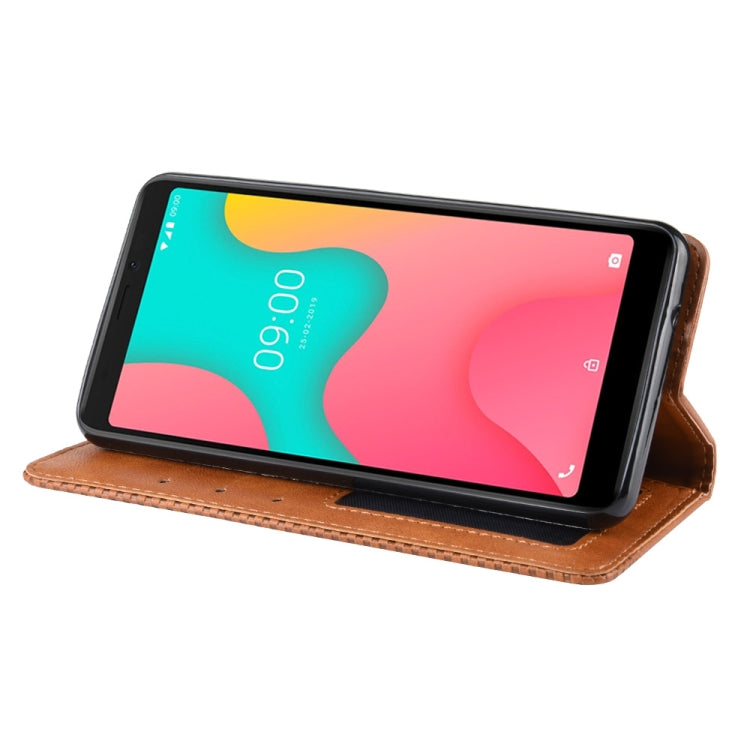 Magnetic Buckle Retro Crazy Horse Texture Horizontal Flip Leather Case for Wiko Y60, with Holder & Card Slots & Photo Frame