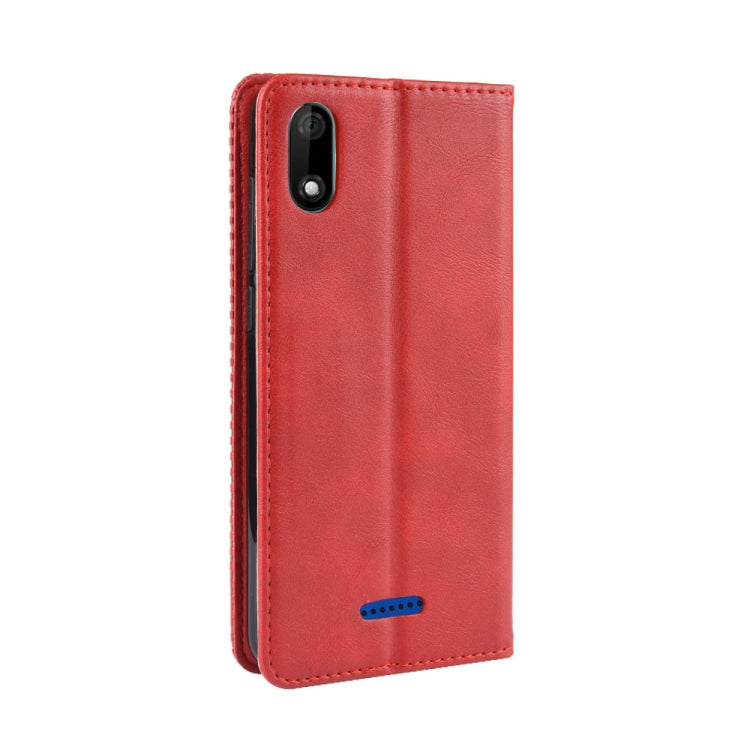 Magnetic Buckle Retro Crazy Horse Texture Horizontal Flip Leather Case for Wiko Y60, with Holder & Card Slots & Photo Frame