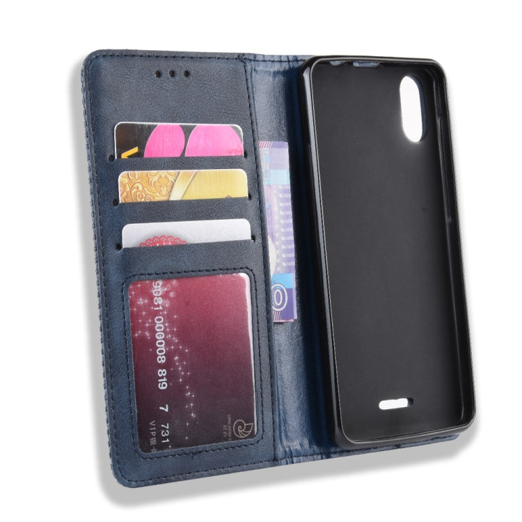 Magnetic Buckle Retro Crazy Horse Texture Horizontal Flip Leather Case for Wiko Y60, with Holder & Card Slots & Photo Frame