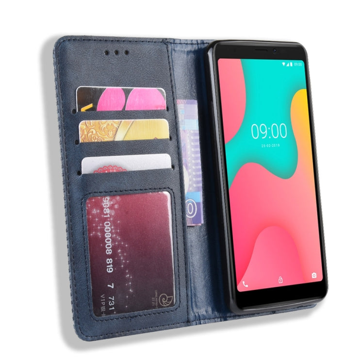 Magnetic Buckle Retro Crazy Horse Texture Horizontal Flip Leather Case for Wiko Y60, with Holder & Card Slots & Photo Frame