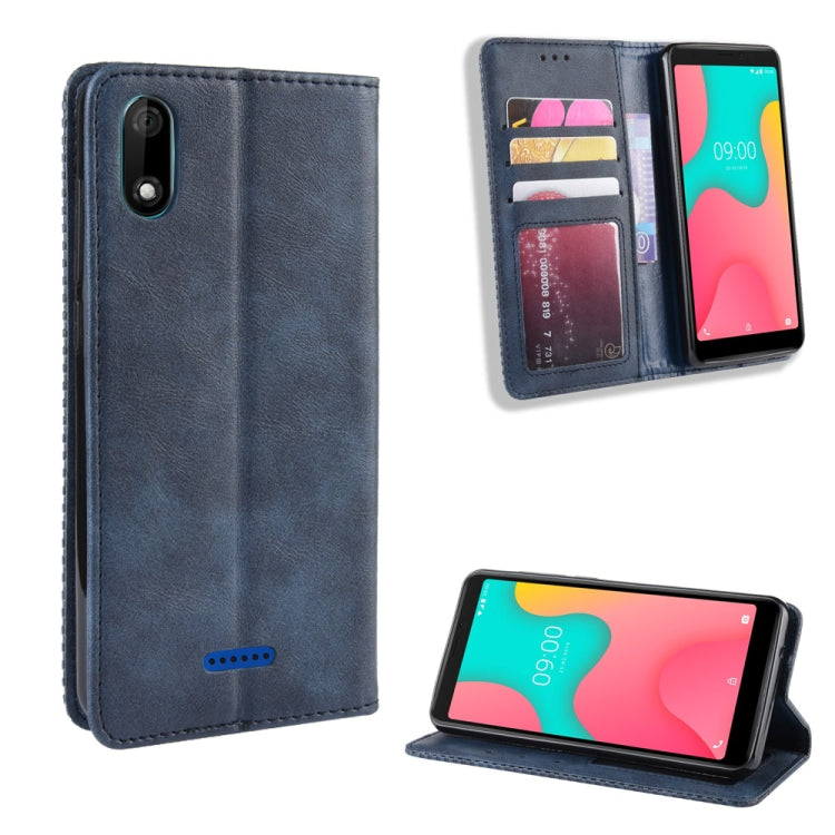 Magnetic Buckle Retro Crazy Horse Texture Horizontal Flip Leather Case for Wiko Y60, with Holder & Card Slots & Photo Frame