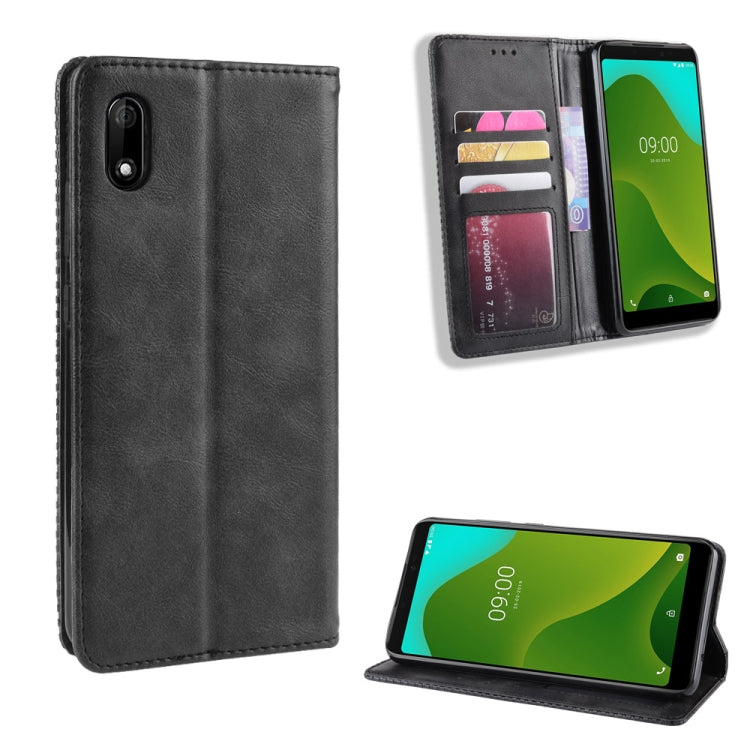 Magnetic Buckle Retro Crazy Horse Texture Horizontal Flip Leather Case for Wiko Jerry 4, with Holder & Card Slots & Photo Frame