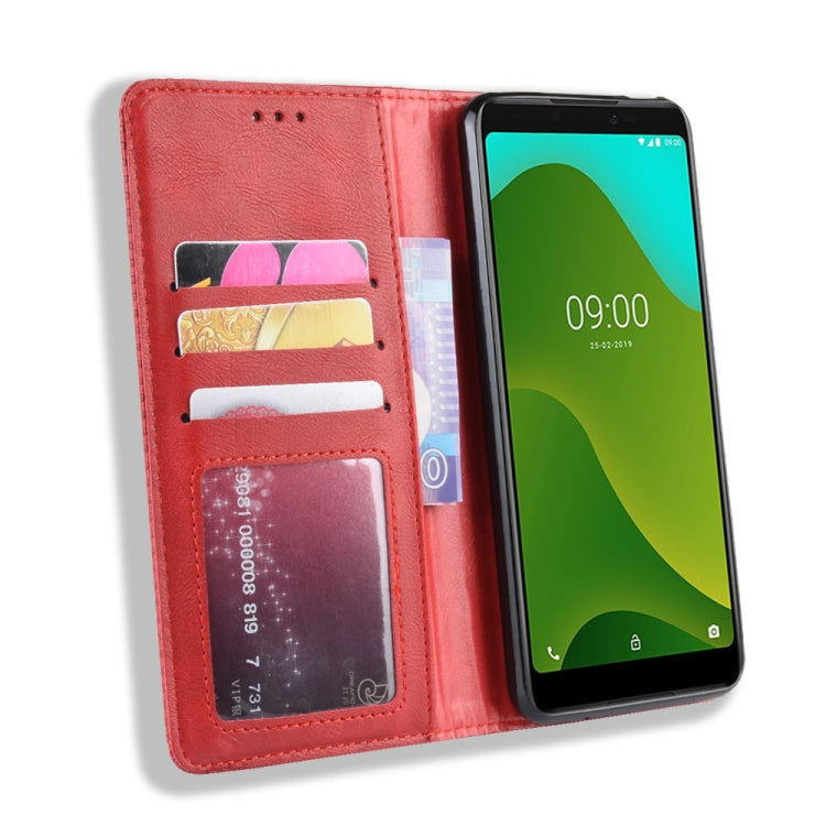 Magnetic Buckle Retro Crazy Horse Texture Horizontal Flip Leather Case for Wiko Jerry 4, with Holder & Card Slots & Photo Frame