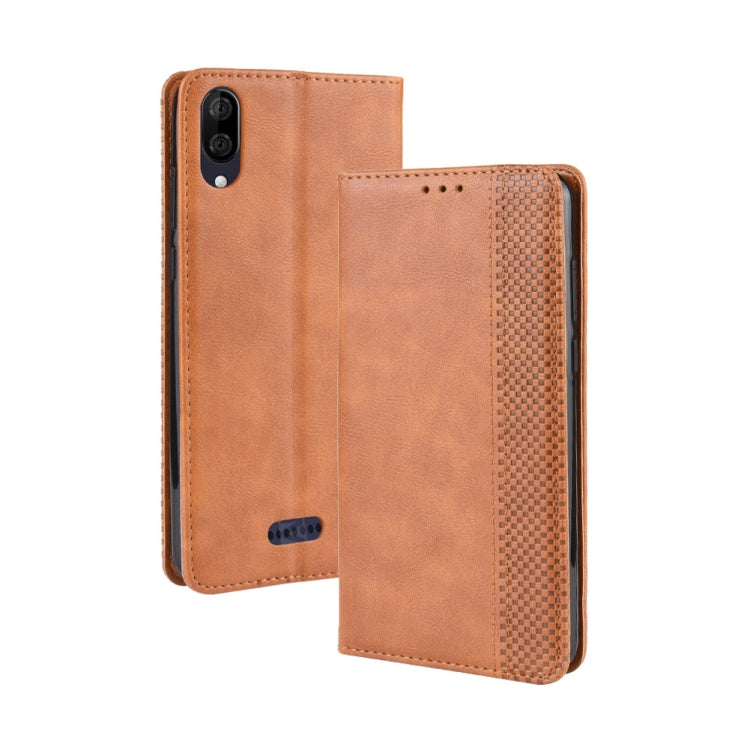 Magnetic Buckle Retro Crazy Horse Texture Horizontal Flip Leather Case for Wiko Y80, with Holder & Card Slots & Photo Frame